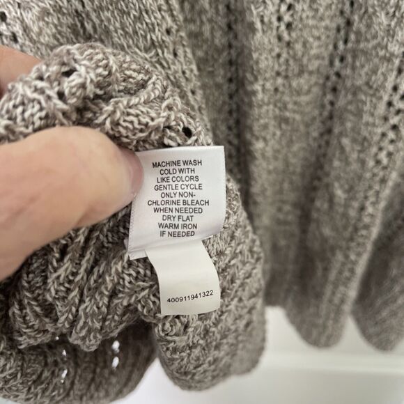 Apt 9 Lt Brown & Cream Tweed Open Weave Cable Cardigan Sweater, Cotton Blend, XL - Picture 8 of 8